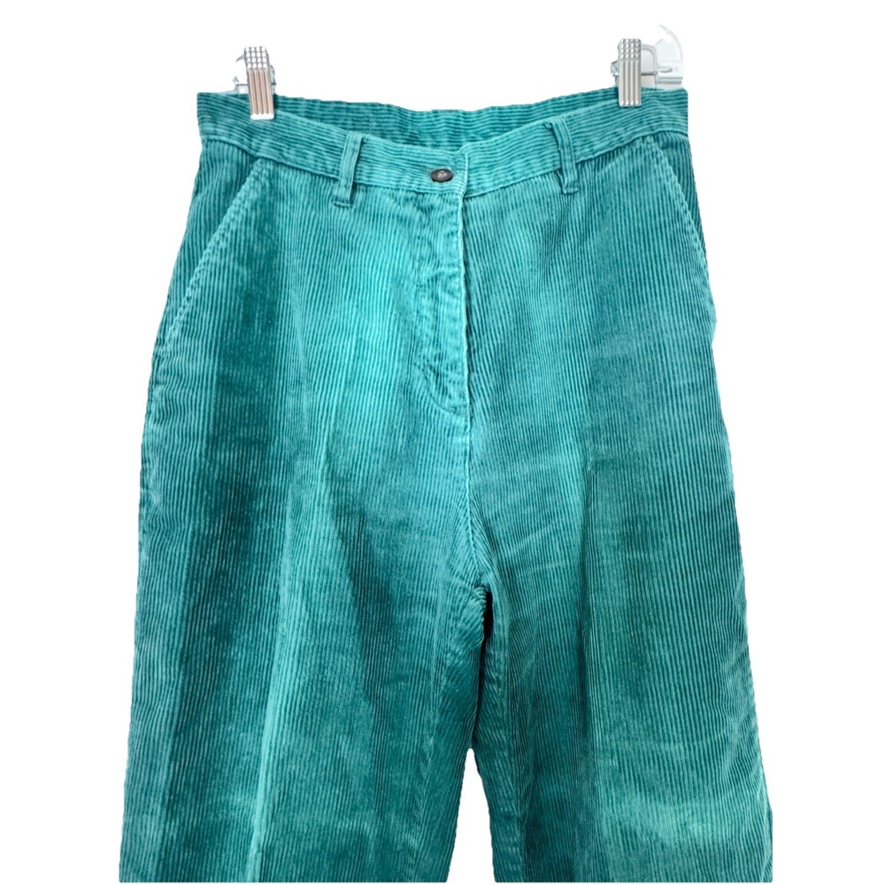 Woolrich Corduroy Pants Womens 6 Green LT Mallard Baggy Fit Zip Fly Y2K - Picture 2 of 12